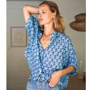 EMERSON FRY mandarin neck top, little marigolds - Danube